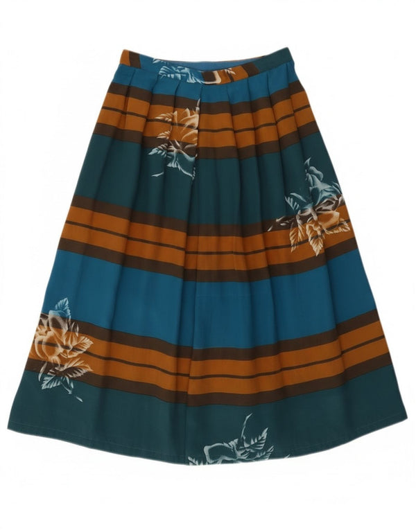 Vintage damska plisowana spódnica w kształcie litery A W24 XS wielokolorowe paski