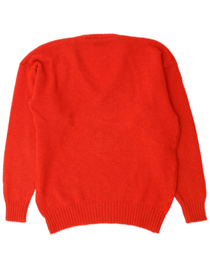 Vintage męski sweter z dekoltem w kształcie litery V, duży, czerwony, nowy wełniany