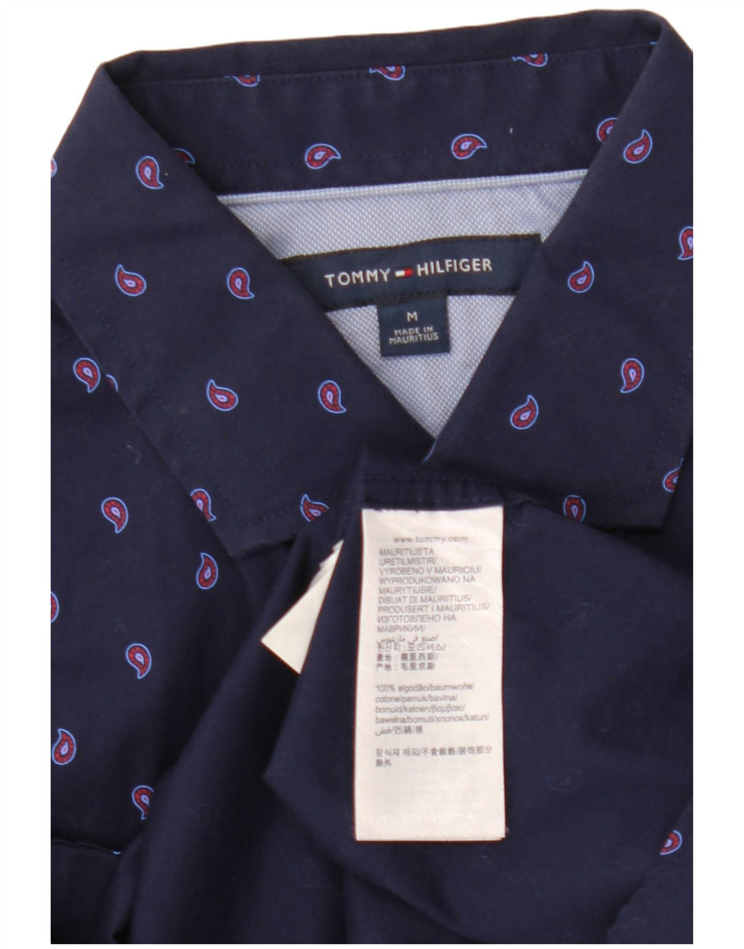 Koszula męska Tommy Hilfiger, średnia, granatowa, bawełniana paisley