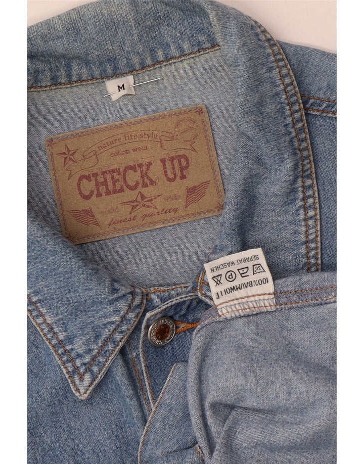 Męska kamizelka dżinsowa w stylu vintage UK 38, średnia niebieska bawełna