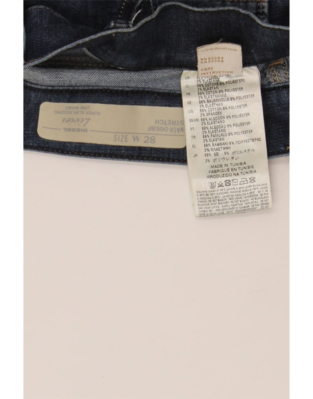 Damskie jeansy DIESEL Livier z niską talią i super cienkimi jeggingami W28 L34 niebieskie