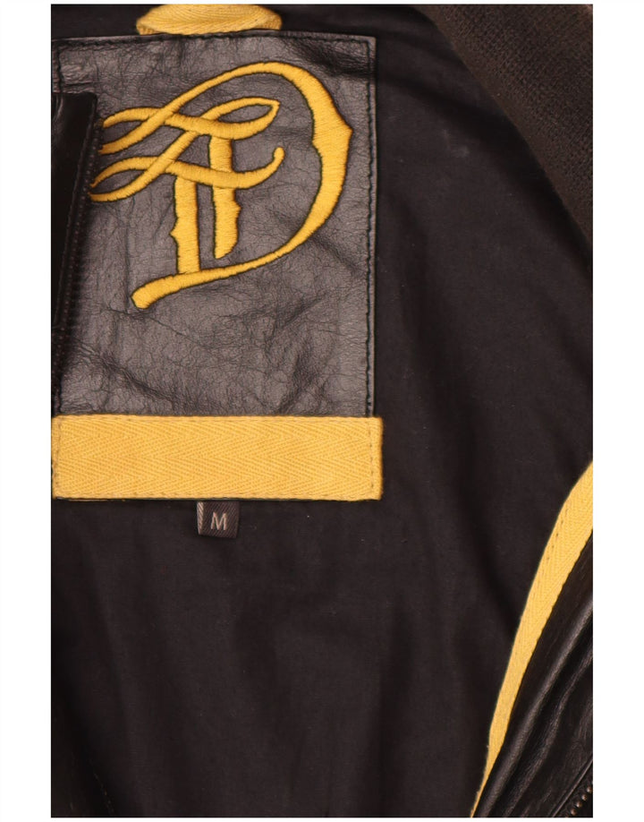 Vintage męska kurtka skórzana UK 38 średniej czarnej skóry