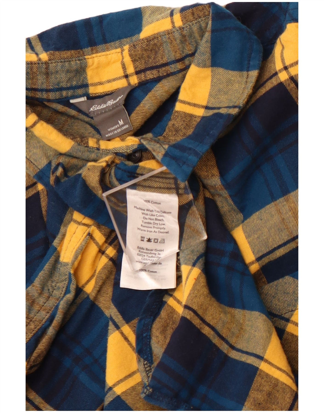 EDDIE BAUER Damska koszula flanelowa pulowerowa UK 12, bawełniana w średnią niebieską kratkę