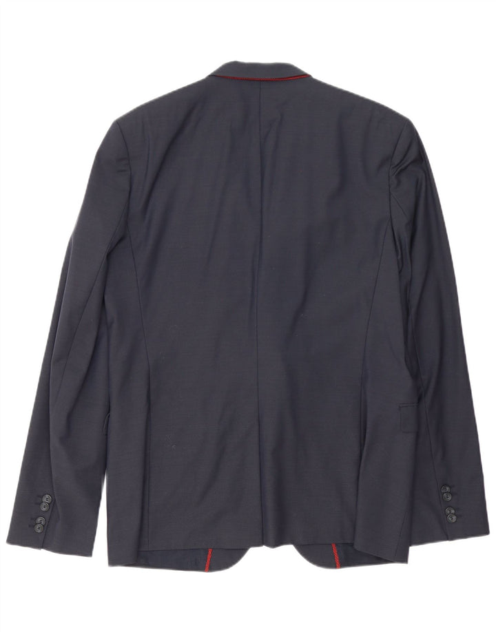 Męska marynarka zapinana na 2 guziki Hugo Boss UK 54 2XL Granatowa wełna