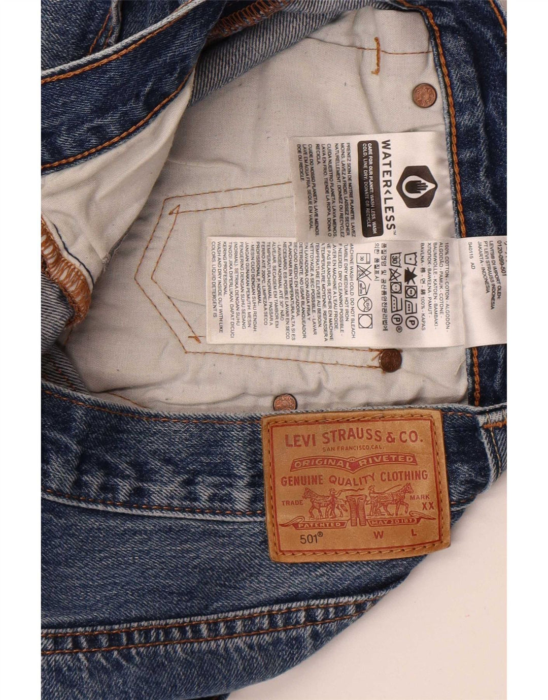 Damskie spodenki jeansowe Levi's 501 W28 Średnioniebieskie bawełniane
