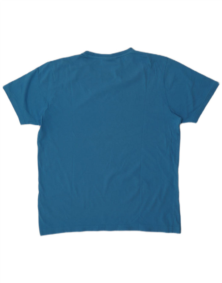 Męski T-shirt z grafiką Kappa, duży, niebieski, bawełniany