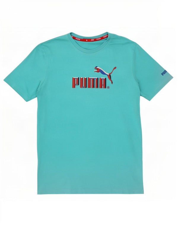 Męska koszulka z grafiką Puma, bawełniana, średnia niebieska