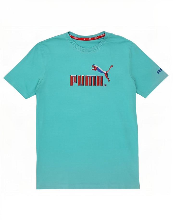 Męska koszulka z grafiką Puma, bawełniana, średnia niebieska