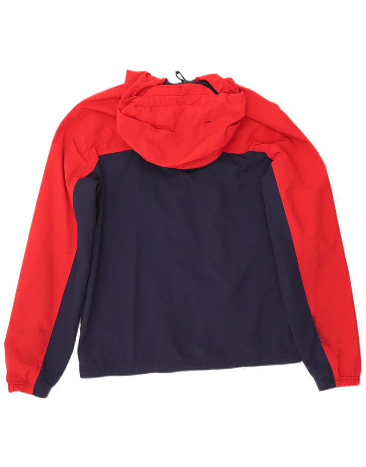 Męska kurtka przeciwdeszczowa z kapturem FILA UK 40, duża, niebieska, z blokami kolorów, poliamid