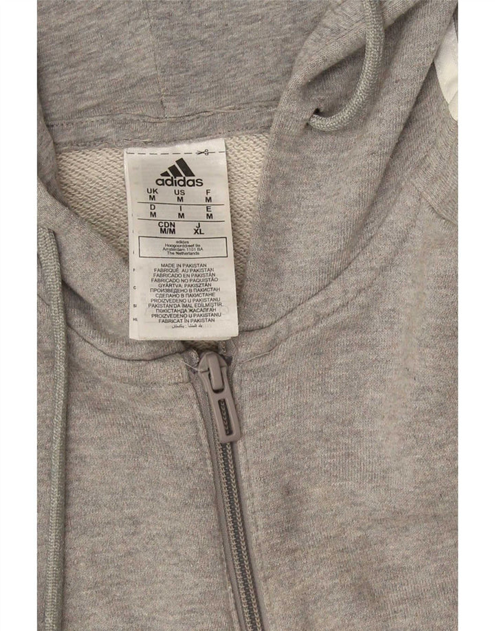 Męski sweter z kapturem i zamkiem Adidas o regularnym kroju, średnioszary, bawełniany