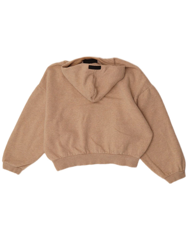 Damski sweter z kapturem Essentials Graphic, oversize UK 6 XS, beżowy, bawełniany