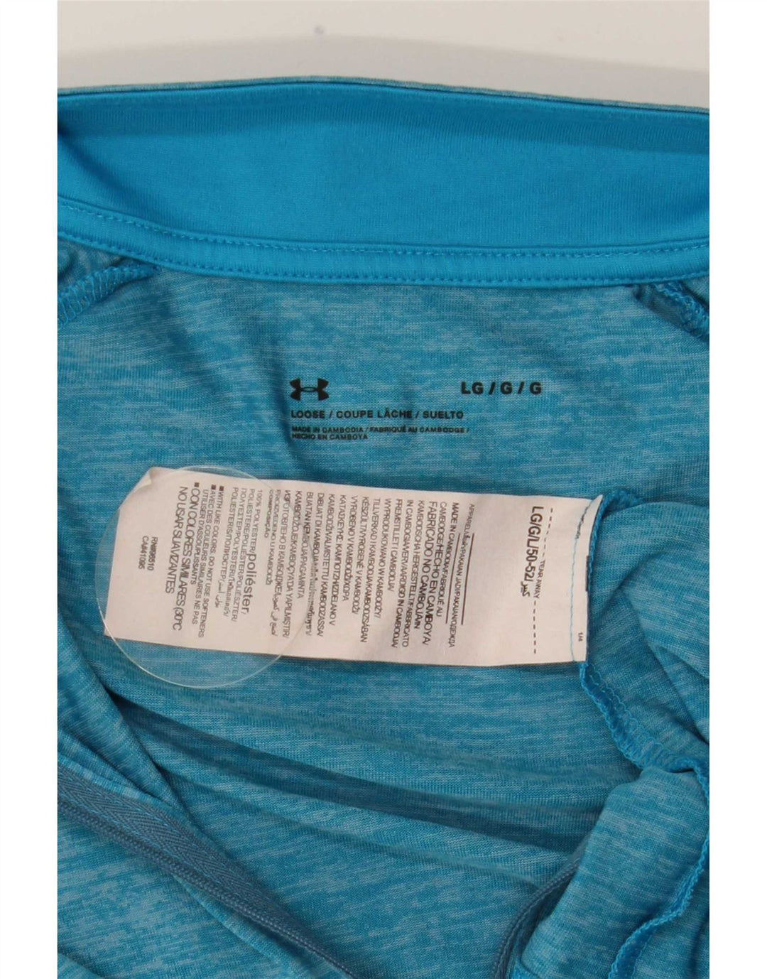 Męska koszulka Under Armour z długim rękawem, zapinana na zamek i dużym niebieskim poliestrem