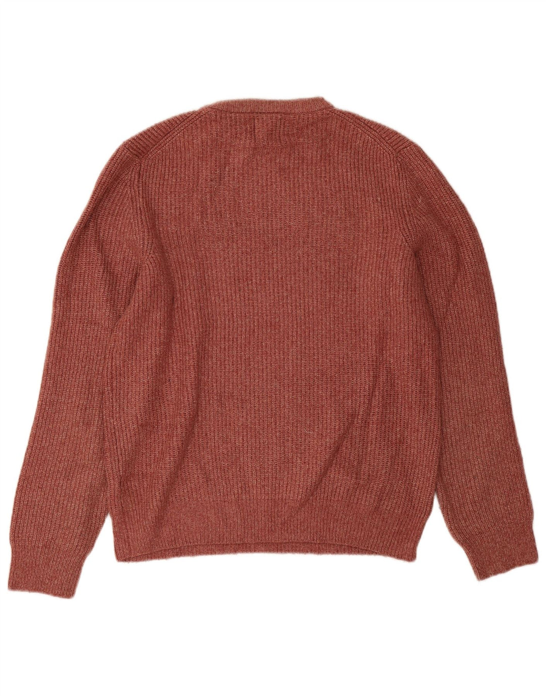 Marks & Spencer Męski sweter z okrągłym dekoltem, mały bordowy poliamid