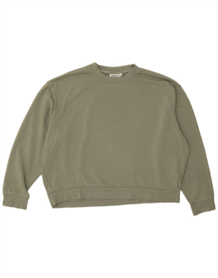 WEEKDAY Womens Oversized Sweatshirt Jumper UK 14 Medium Khaki Cotton
