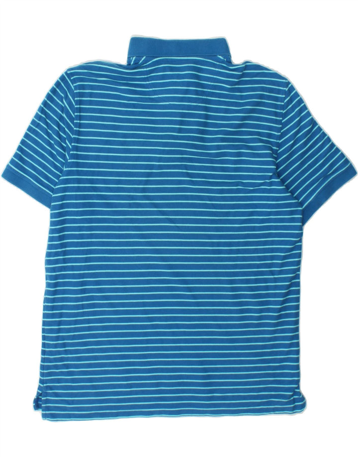 IZOD Mens Polo Shirt Large Blue Striped Cotton Vintage Izod and Second-Hand Izod from Messina Hembry 