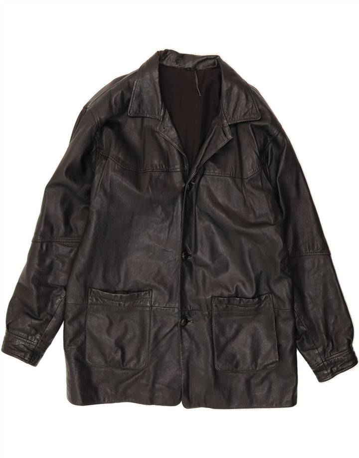 VINTAGE Mens Leather Jacket UK 40 Large Black Leather Vintage Vintage and Second-Hand Vintage from Messina Hembry 