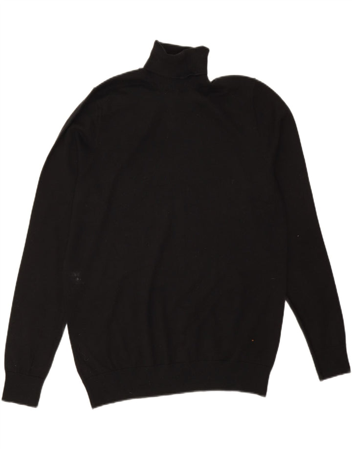 Marks & Spencer Damski sweter z golfem UK 14, średni czarny, bawełniany