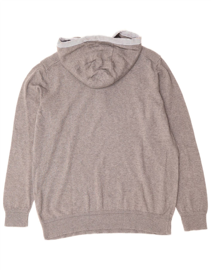 MASSIMO DUTTI Męski sweter z kapturem, duży, szary, bawełniany