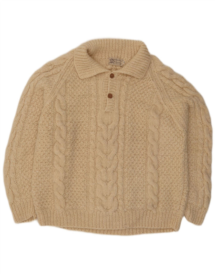 Męski sweter polo THC XL w kolorze złamanej białej wełny