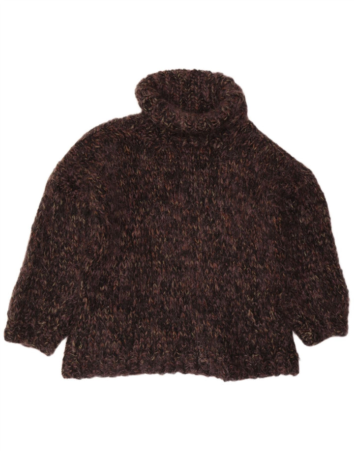 Damski sweter oversize VINTAGE z okrągłym dekoltem UK 22 3XL Brązowy nakrapiany