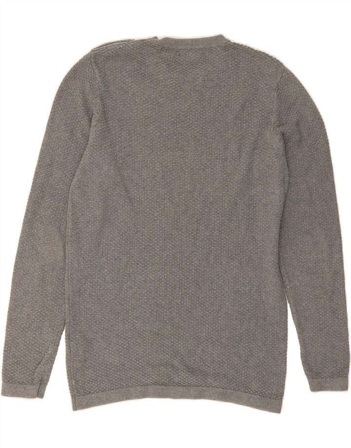 JACK & JONES Mens Crew Neck Jumper Sweater Small Grey Cotton Vintage Jack & Jones and Second-Hand Jack & Jones from Messina Hembry 