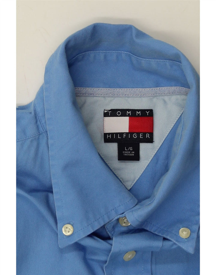 TOMMY HILFIGER Mens Shirt Large Blue Cotton Vintage Tommy Hilfiger and Second-Hand Tommy Hilfiger from Messina Hembry 