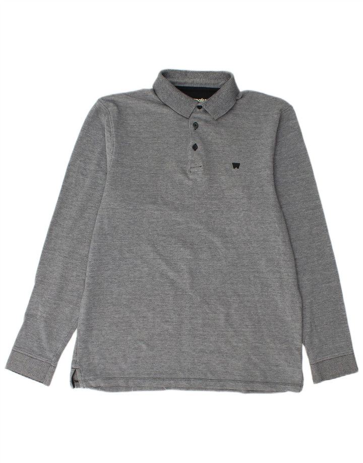 Męska koszulka polo z długim rękawem WRANGLER, średnioszara, bawełniana