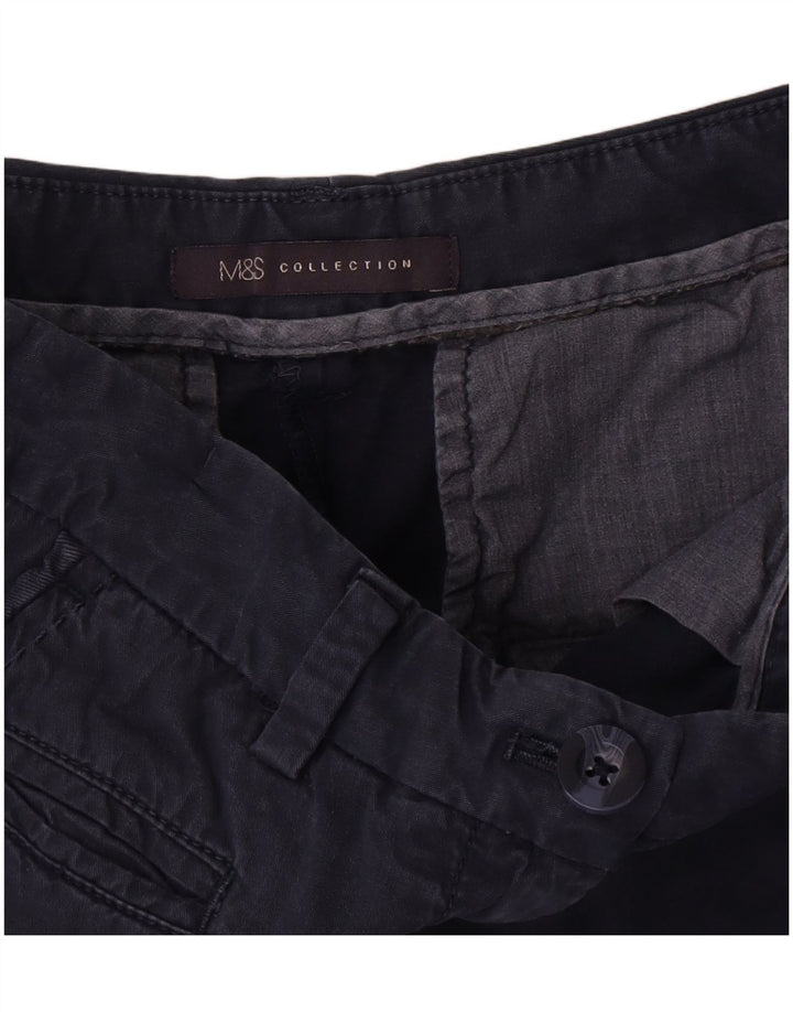 Marks & Spencer Damskie spodenki Chino z wysokim stanem W28 Średni granat