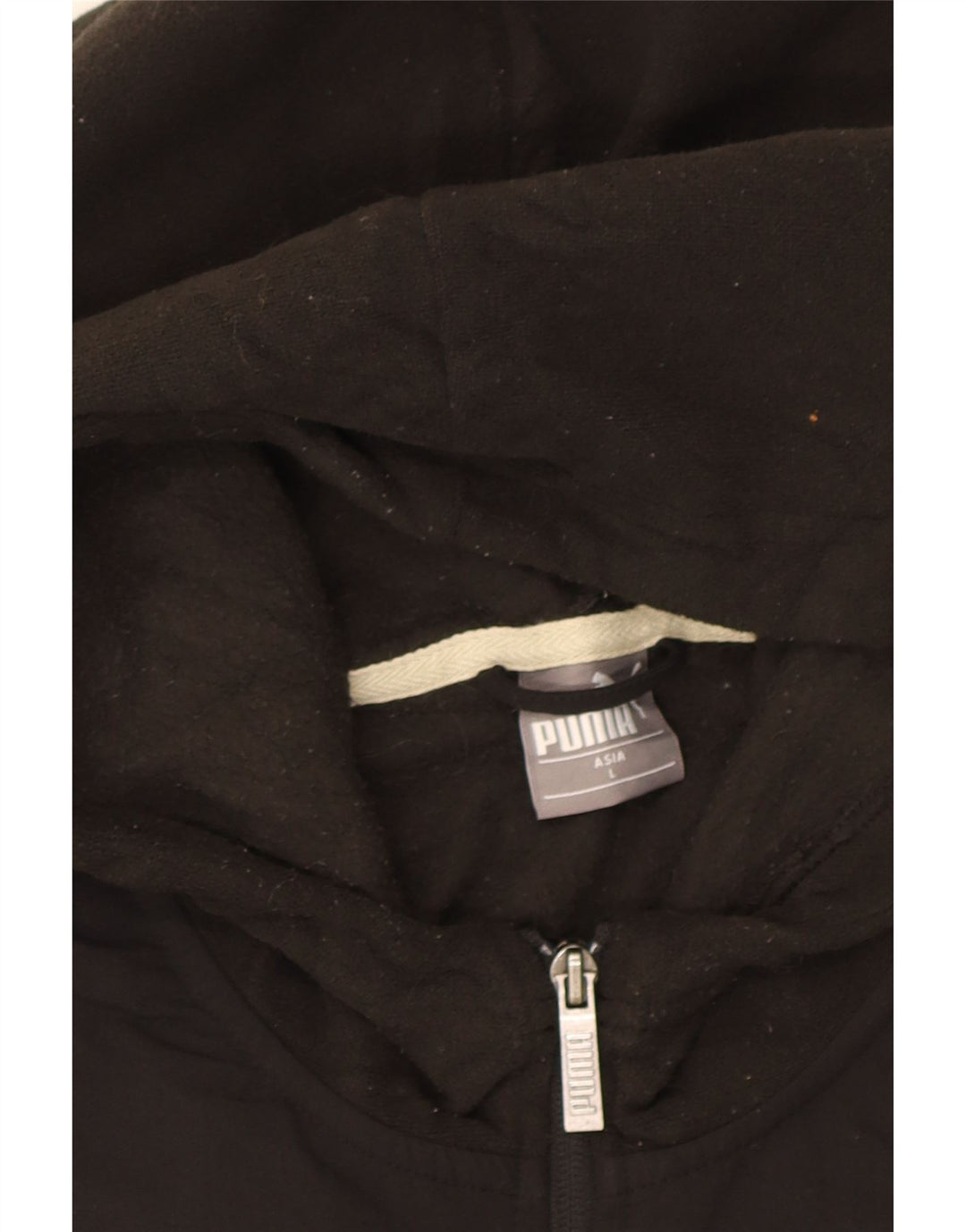 PUMA Mens Hooded Fleece Jacket UK 40 Large Black Polyester Vintage Puma and Second-Hand Puma from Messina Hembry 
