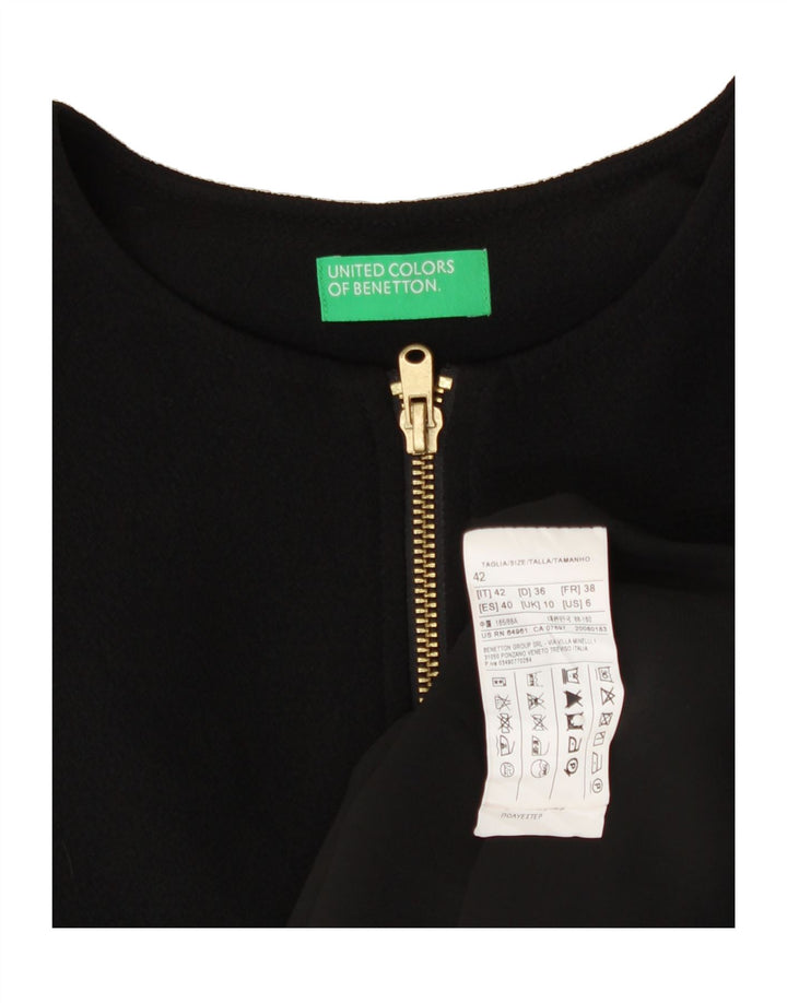 BENETTON Womens Oversized Bomber Jacket UK 10 Small Black Polyester Vintage Benetton and Second-Hand Benetton from Messina Hembry 