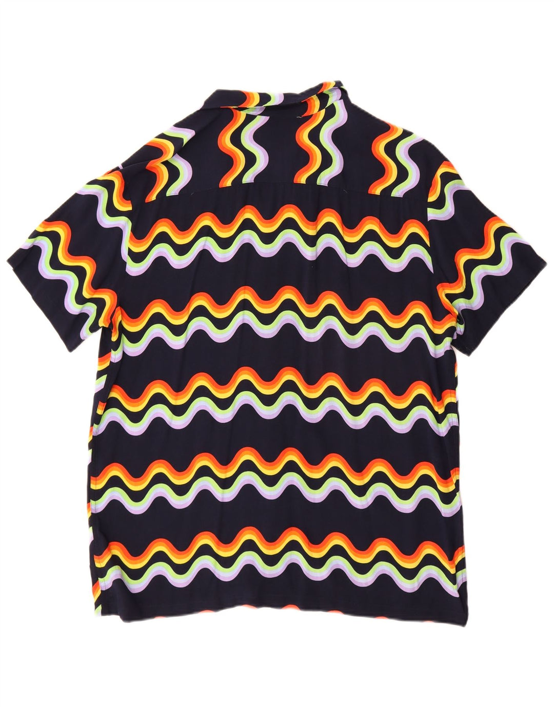Koszula męska z krótkim rękawem w stylu vintage, duża, granatowa, wiskozowa jodełka