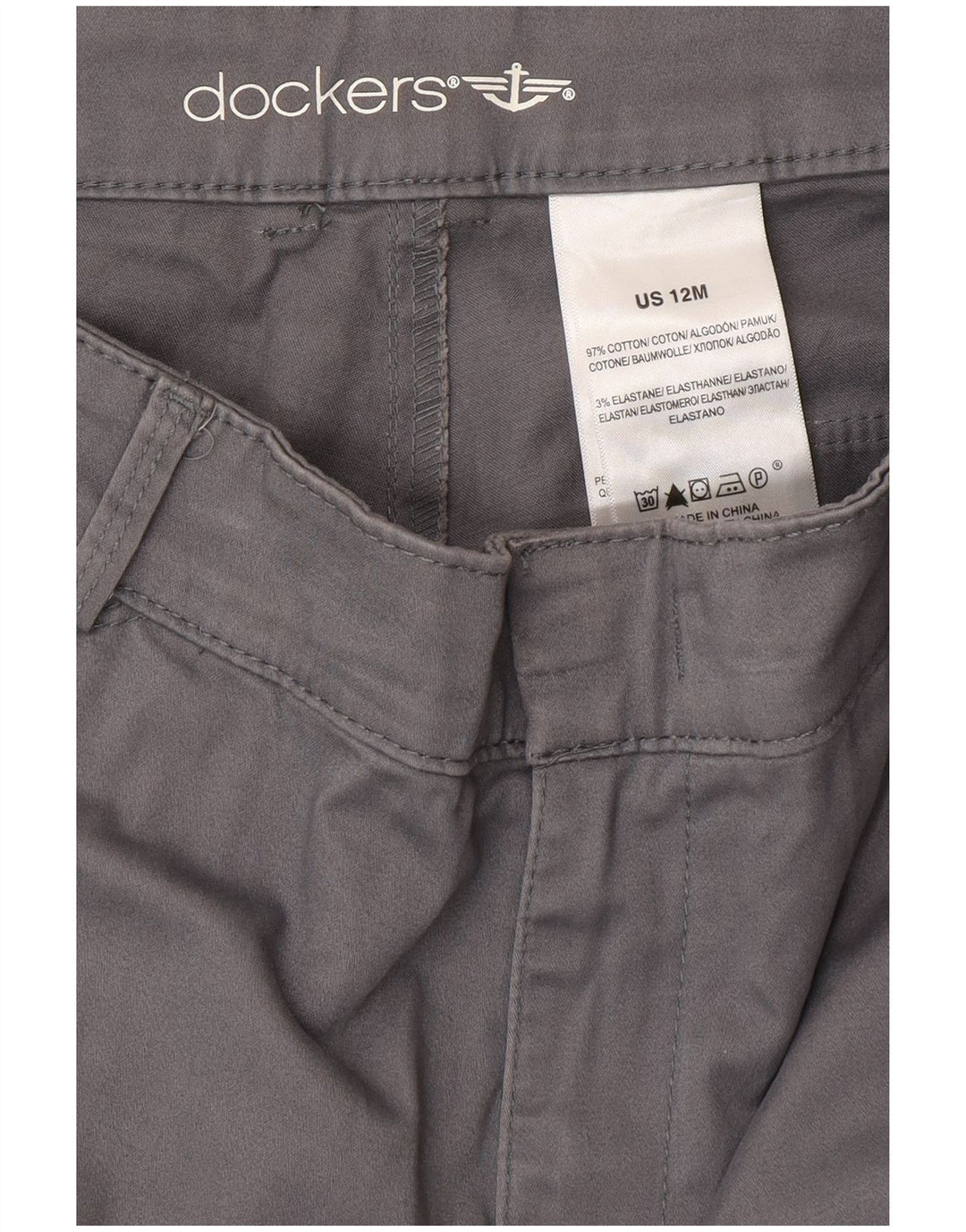 DOCKERS Damskie proste spodnie na co dzień US 12 Large W32 L31 Szara bawełna