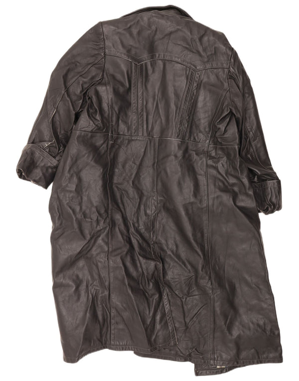 Męski skórzany trencz VINTAGE UK 38, średnia czarna skóra