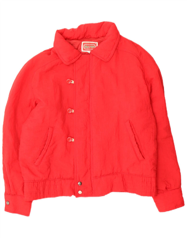 Damska kurtka oversize w stylu vintage, wyściełana UK 10, mała, czerwona nylonowa