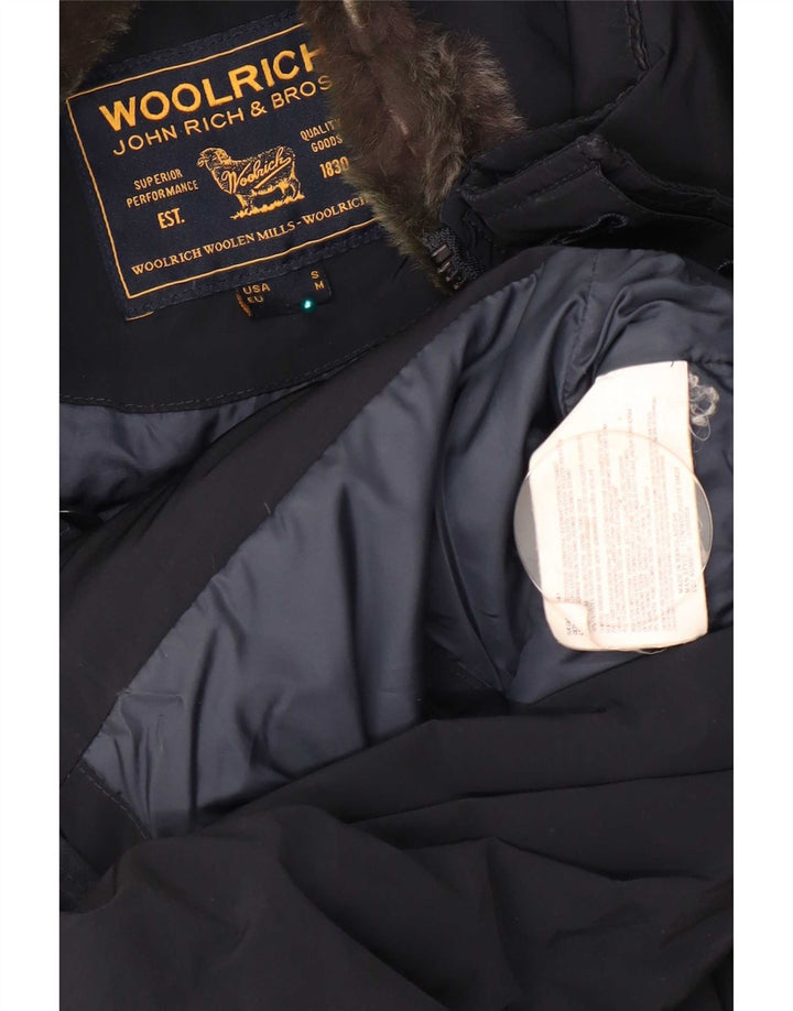 Męski ocieplany płaszcz Woolrich UK 38, średni granatowy poliester