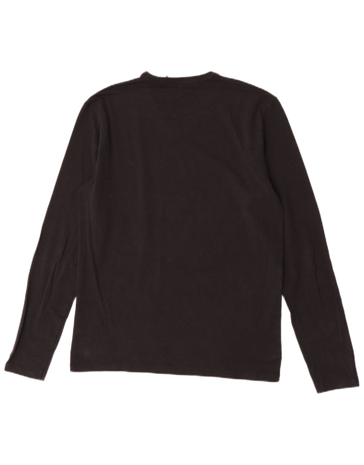 Męski graficzny top Guess z długim rękawem XL, czarny, bawełniany