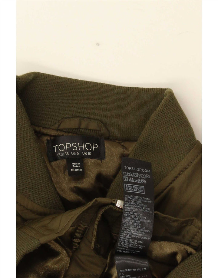 Damska kurtka bomberka oversize Topshop UK 10, mała, zielona, poliestrowa
