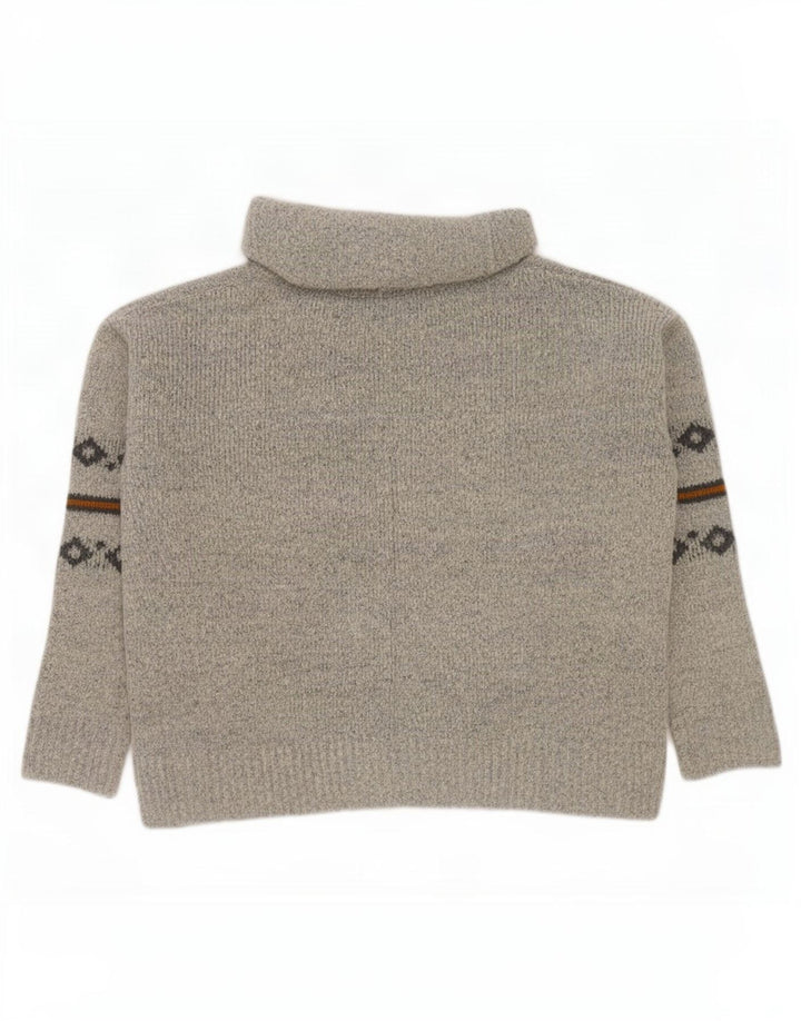 Damski sweter z golfem Weird Fish UK 14, duży, szary Fair Isle