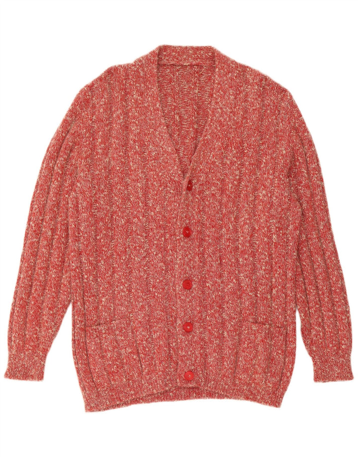 Vintage męski sweter rozpinany, duży, czerwony, nakrapiany