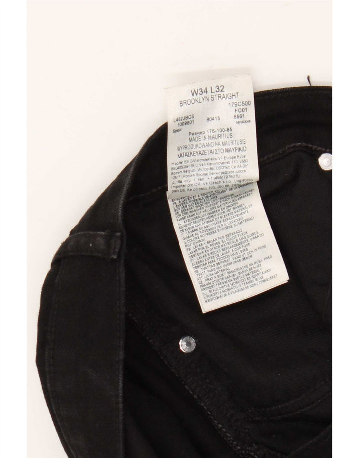 Męskie jeansy Lee Brooklyn Straight W34 L32, czarne, bawełniane
