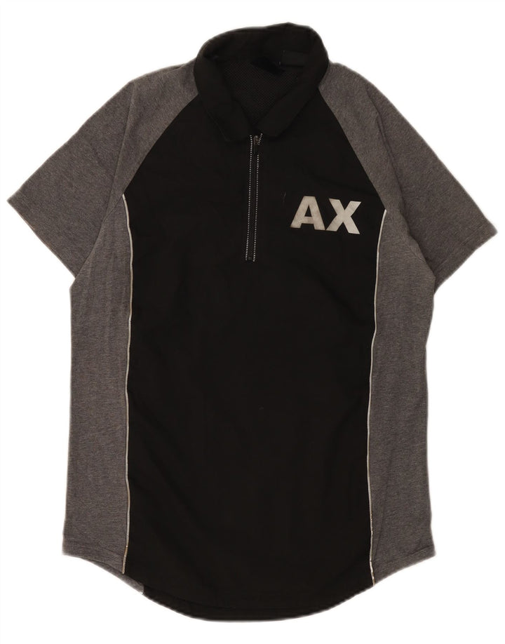 Męska koszulka polo Armani Exchange z grafiką, mała, czarna, z blokami kolorów