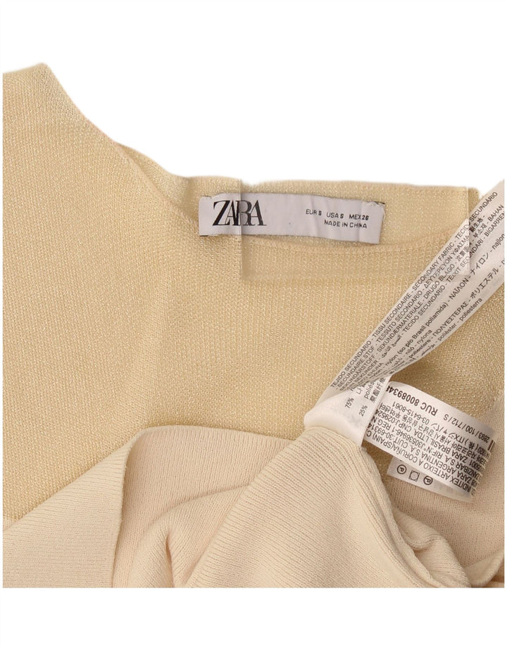 Damski krótki top Zara UK 8 Small Beżowy nylon