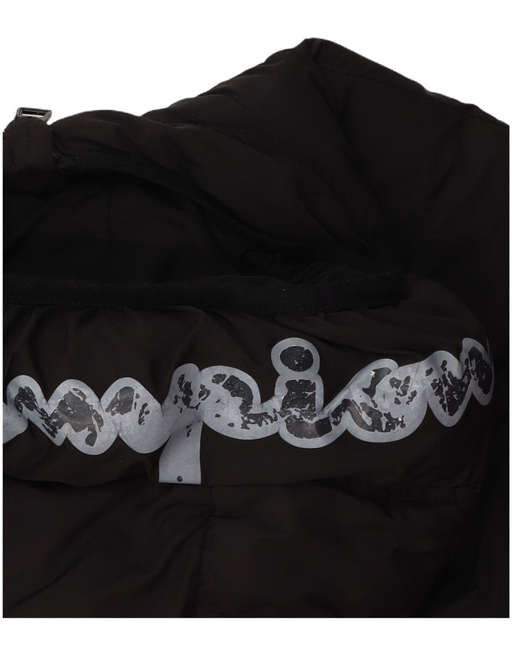 Chłopięca ocieplana kurtka CHAMPION z kapturem i grafiką, 15-16 lat, 2XL, czarna