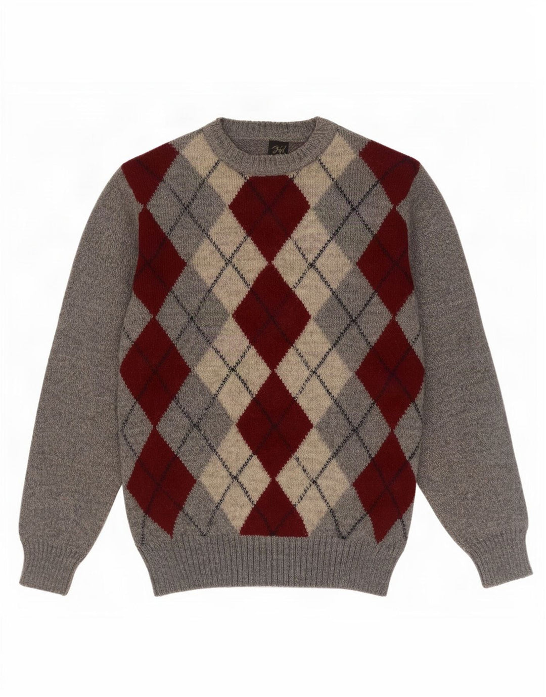 Męski sweter Rodes z okrągłym dekoltem IT 48 Średni szary Argyle/Diament