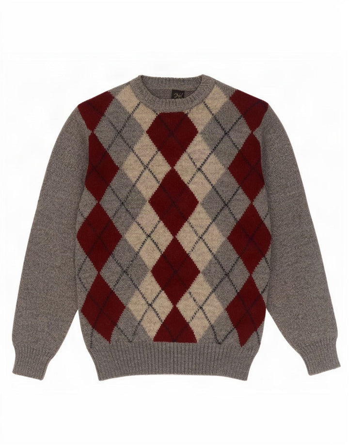 Męski sweter Rodes z okrągłym dekoltem IT 48 Średni szary Argyle/Diament