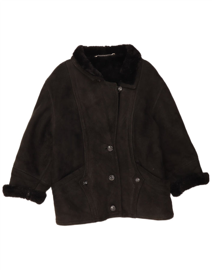 Vintage damska oversize'owa kurtka Shearling IT 44 Medium Black Shearling