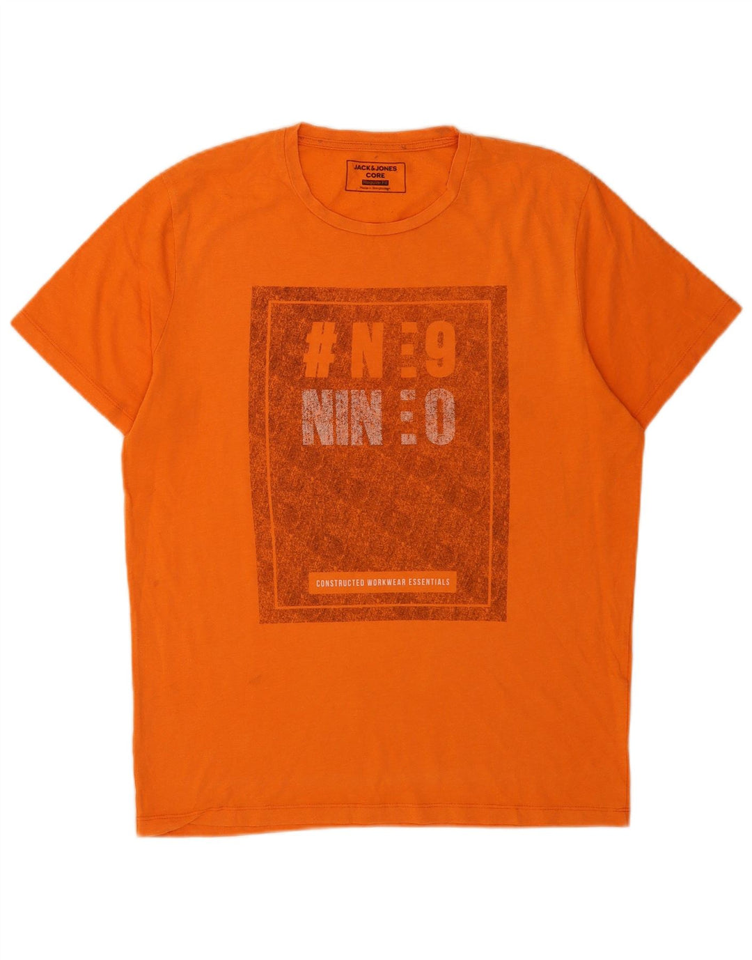 Męski T-shirt z grafiką Jack & Jones o regularnym kroju, duży, pomarańczowy