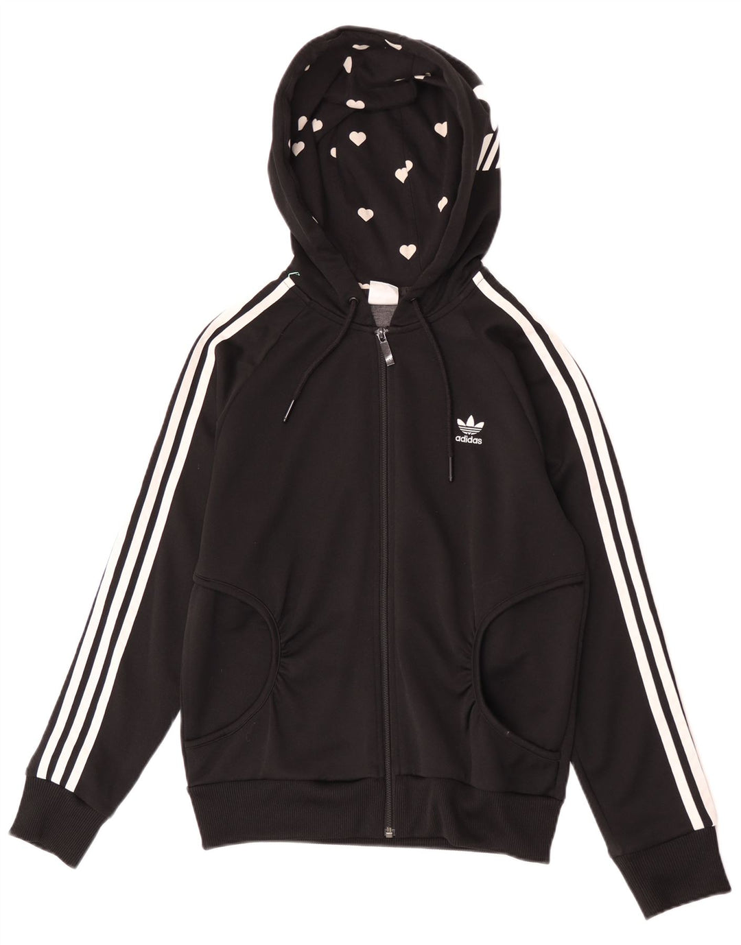 Damski sweter Adidas z grafiką i zamkiem błyskawicznym IT 40, mały, czarny poliester