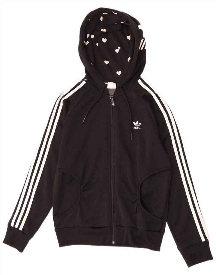 Damski sweter Adidas z grafiką i zamkiem błyskawicznym IT 40, mały, czarny poliester