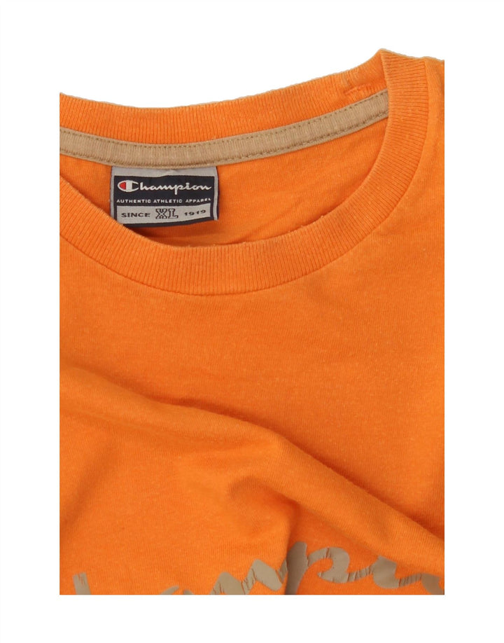 CHAMPION Mens Graphic T-Shirt Top XL Orange Vintage Champion and Second-Hand Champion from Messina Hembry 